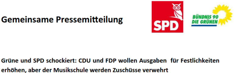 Gemeinsame Pressemitteilung von Bündnis 90/Die Grünen und SPD