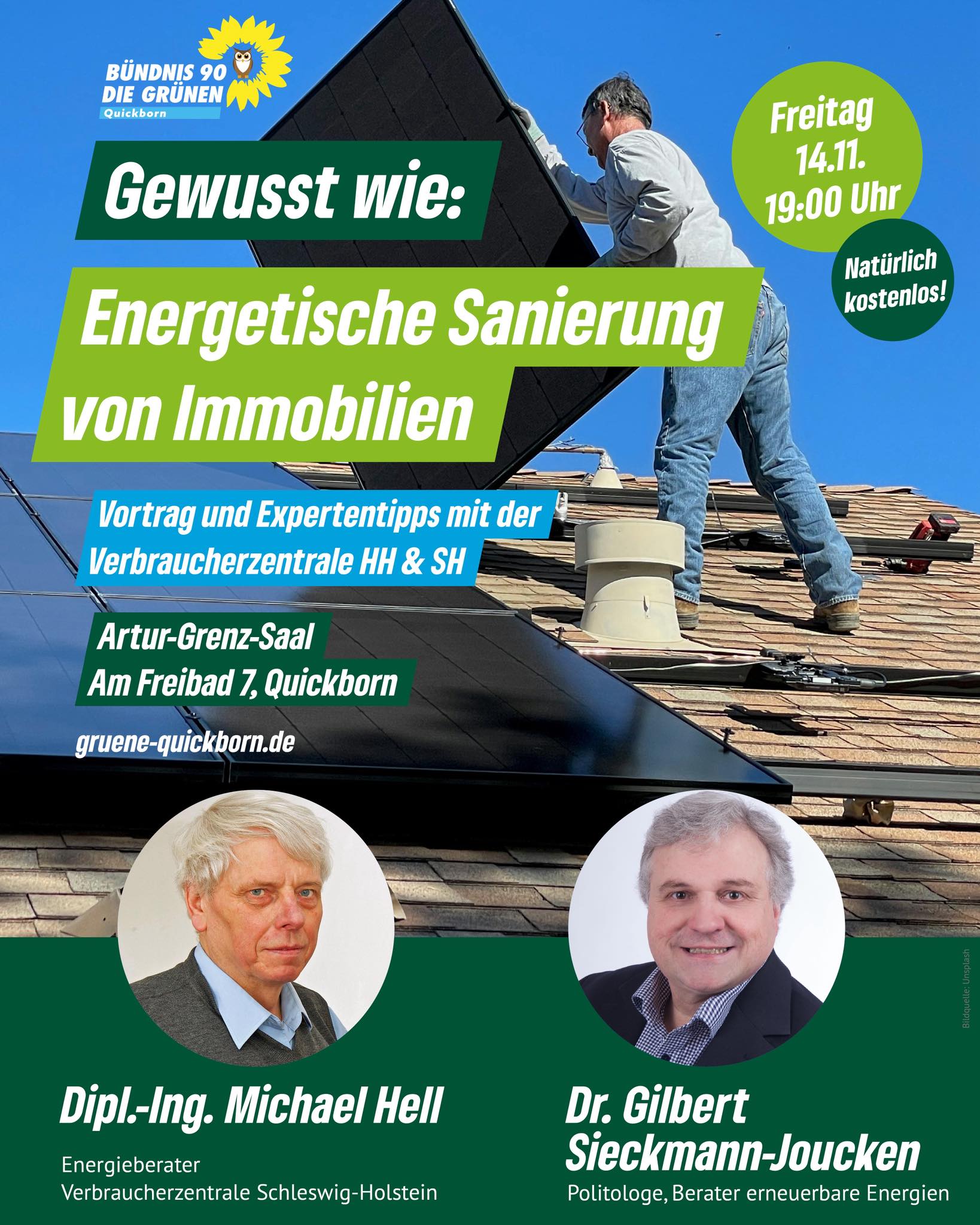 Kostenloser Vortrag zum Thema Energetische Sanierung von Immobilen am 14.11.2025, im Artur-Grenz-Saal in Quickborn.